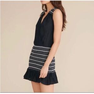 NWT Veronica Beard Cox Dress Smocked Black Size Small